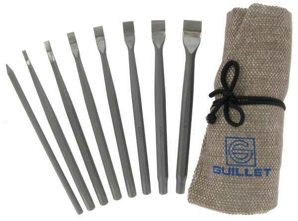 Guillet Europ Chisel Set for Stone And Marble 7+1 in Tool Roll