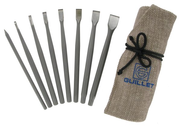 Guillet Fort Chisel Set for Granite 7+1 in Tool Roll