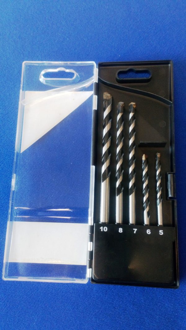 Masonry Drill Bit Set Tungsten Carbide Tipped 5,6,7,8 & 10 mm